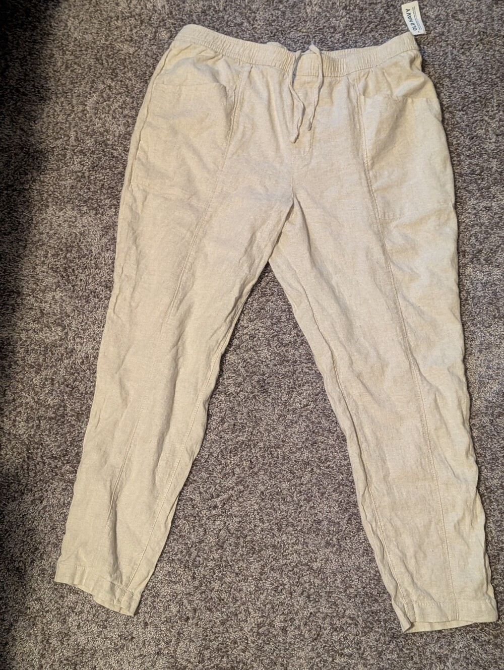 Light Beige Women’s Drawstring Linen Blend Pants NWT